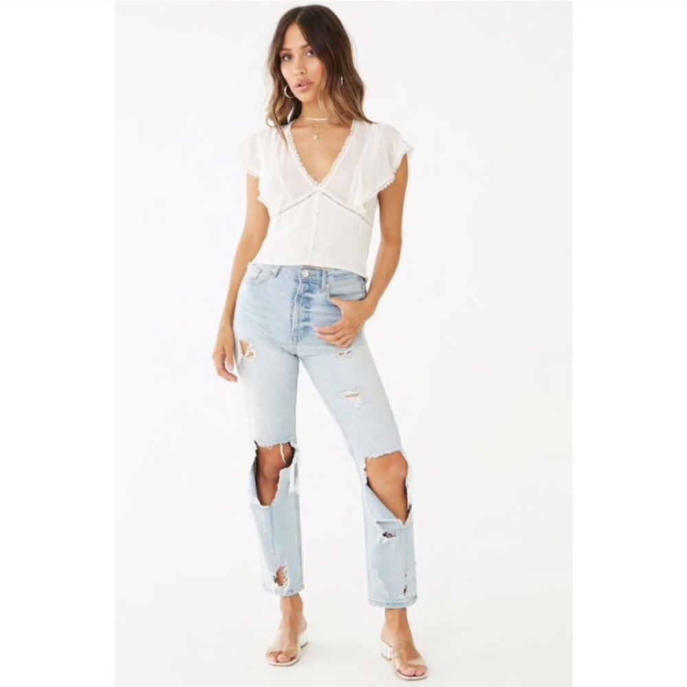 Lace Embroidered Ruffle Top - Picture 6 of 10
